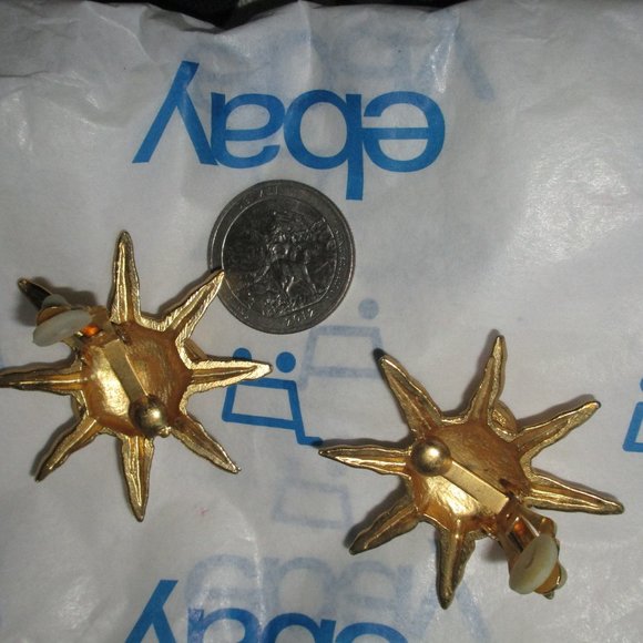 GOLD SUN & MOON MAN EARRINGS ๐ SUNGLASSES CLIP ON VINTAGE 80S WOW - Picture 8 of 12